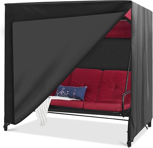 Outdoor Swing Cover Triple Seater Hammock Cover for Porch Swing Canopy Glider Chair and Other Patio Furniture Covers All Weather Protection (Black, 81L x 49D x 67H)