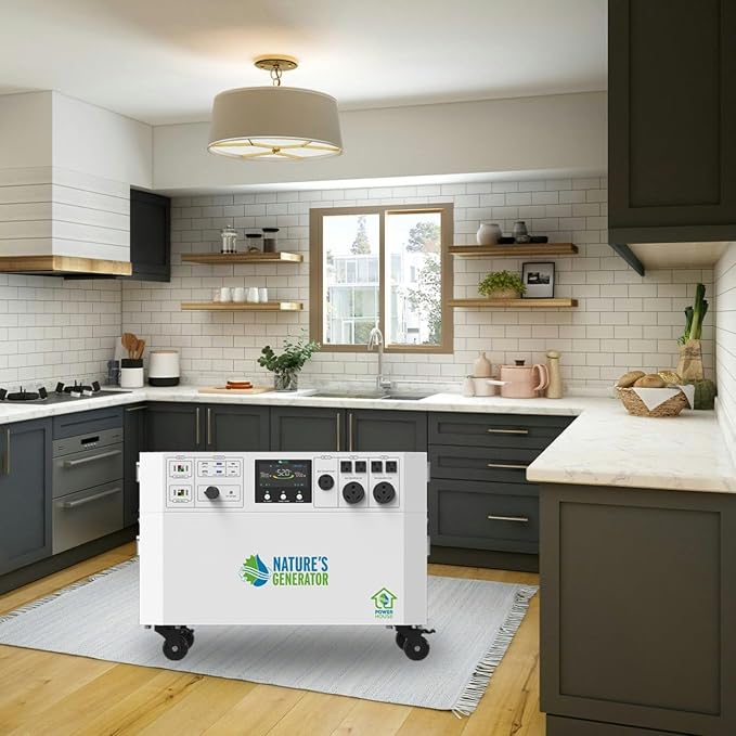 Nature’s Generator Powerhouse Gold Plus System:4800Wh Powerhouse and Four 410W Power Panels,120VAC and 240VAC Pure Sine Wave Address Home Power Requirements