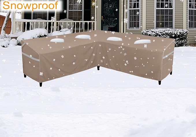 Heavy Duty Waterproof Outdoor V-Shaped Sectional Sofa Cover UV Resistant Patio Furniture Covers 100" W (on Each Side) x 33" D x 31" H Brown