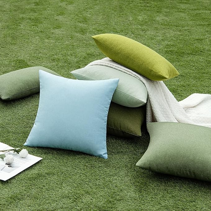 EMEMA Outdoor Throw Pillow Covers Decorative Farmhouse Rectangle Pillowcases Waterproof Cushion Covers Cases for Patio Couch Garden Sofa Home Living Room Set of 2 12x20 Inch Blue Gray