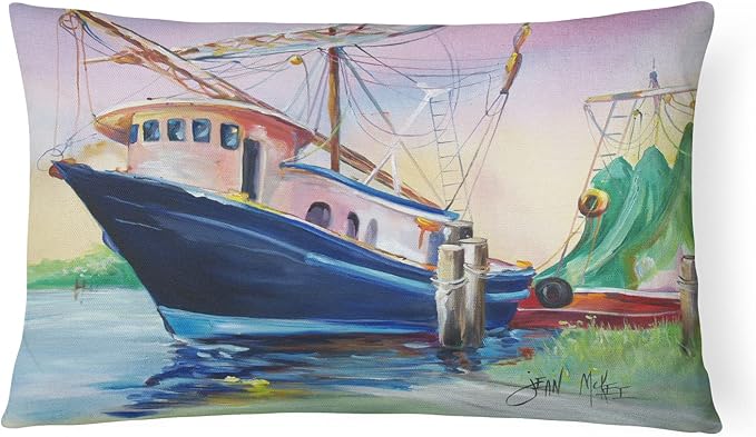 Caroline's Treasures JMK1078PW1216 Shrimper Southern Star Canvas Fabric Decorative Pillow Machine Washable, Indoor Outdoor Decorative Pillow for Couch, Bed or Patio, 12HX16W