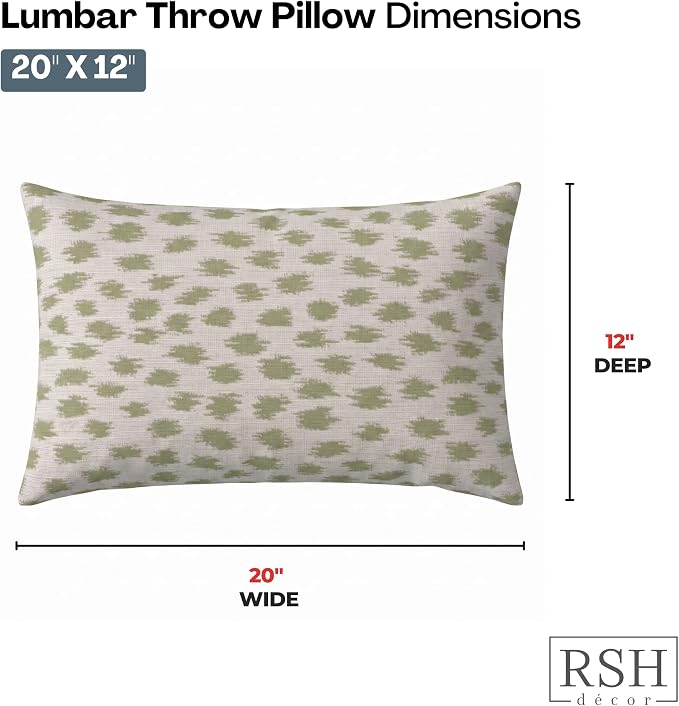 RSH DECOR: Sunbrella Lumbar Throw Pillows Set of 2 | 20" x 12" | Water and Fade-Resistant Performance Fabric | Outdoor Pillow Covers with Down-Alternative Inserts | Made in USA (Agra Cactus)