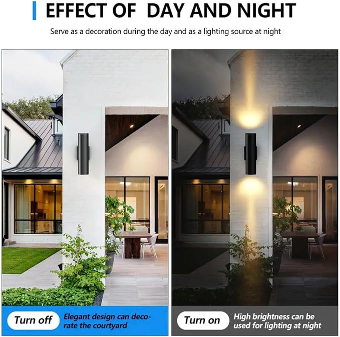 1Pack 14inch LED Square Up & Down Wall Lights,14W Outdoor Wall Light 4000K Day White Aluminum Body Waterproof IP65 LED Exterior Light Fixtures Wall Mount for House Patio Garage Garden.