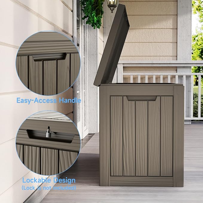 55-Gallon Outdoor Storage Box, Waterproof Deck Box for Patio Cushions, Garden Tools, Pool Accessories, Lockable Outside Storage Bin for Backyard & Deck (Grey)