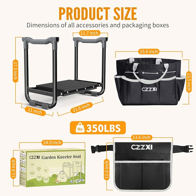 CZZXI Garden Kneeler and Seat, Wider and Thicker Kneeling Pad | Heavy Duty Gardening Stool with Gardening Tool Pouch and Bag, Garden Bench/Chair Gifts for Women, Seniors