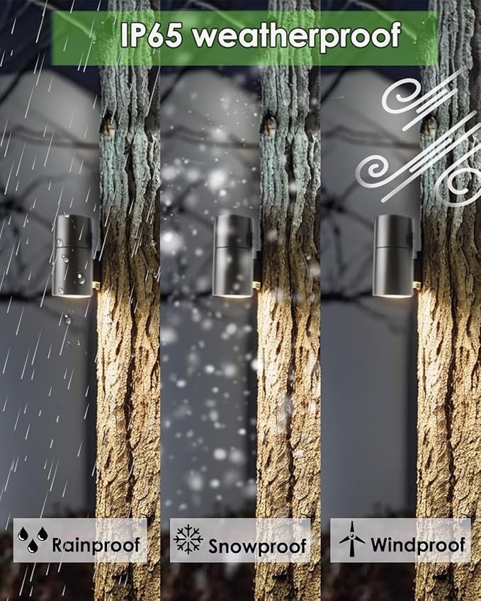 Landscape Down Lighting Low Voltage Spot Lights Outdoor LED Wall Mounted Low Voltage Tree Lights Cast Aluminum Free 5W MR16 LED Bulb Stainless Steel Mounting Bracket 4-Count