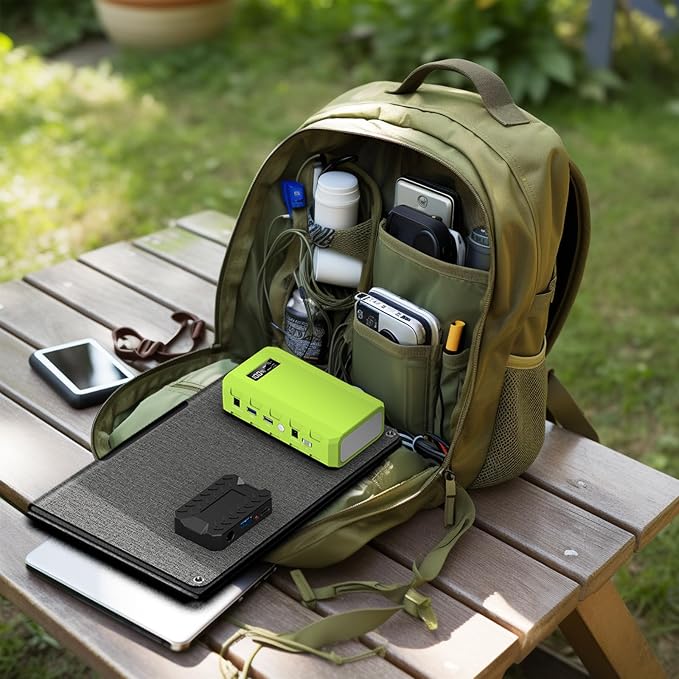 Portable Power Bank with Panel, 24000mAh Portable Power Station with 30W Solar Panel, Lithium Battery Power 110V/88Wh AC, DC, USB QC3.0 for Home Camping Emergency Backup