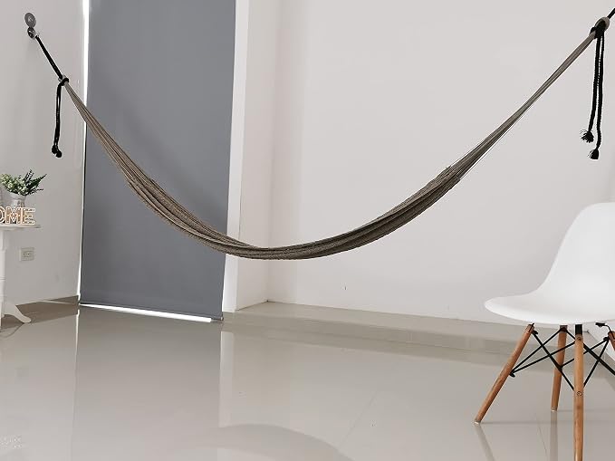 Traditional Mayan Hammock - Hammock Made with Thick Cotton Thread (Gray, Large)