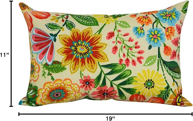 Blazing Needles Indoor/Outdoor Rectangular Throw Pillow, 19" by 11", Gregoire Chamomile 2 Count