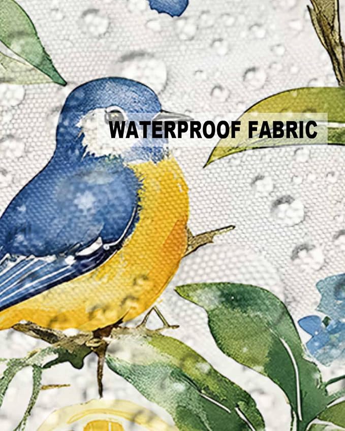 Outdoor Throw Pillow Covers Waterproof Pillow Cases 24x24In, Watercolor Lemon Bird Decorative Pillow Covers Cushion Cases for Couch Sofa Patio Garden,2 Pack Vintage Spring Blue Flower Foliage