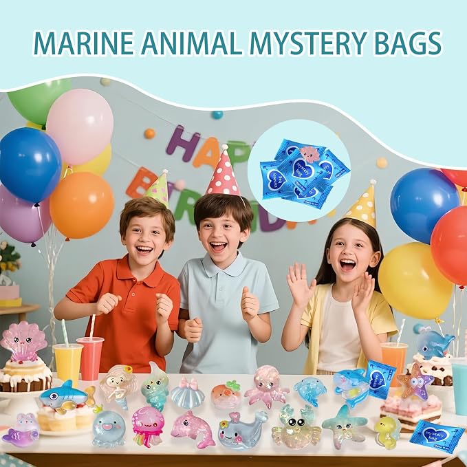 Mini Glow In The Dark Animal Resin Models, Resin Animals Mystery Bags, Individually Wrapped Blind Bags Tiny Animal Figurines, Collectible Mini Animals For Fairy Garden, DIY Crafts (200, Ocean)