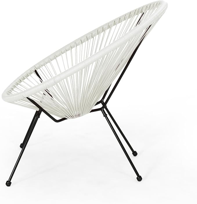 Christopher Knight Home Outdoor Hammock Weave Chair with Steel Frame (Set of 4) - White and Black Finish