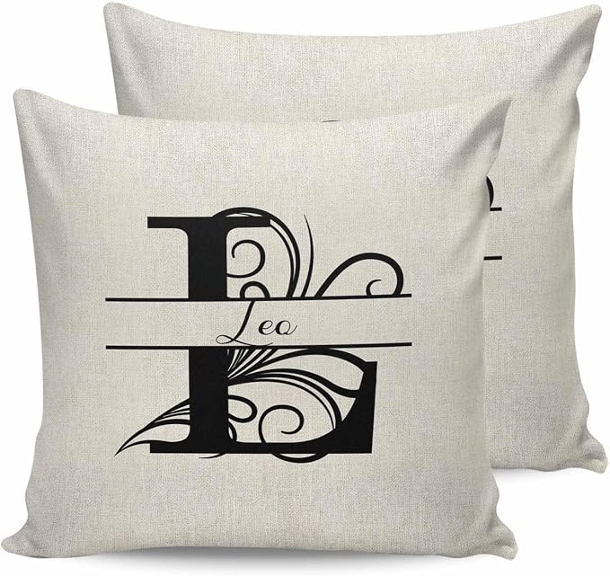 Personalized Gifts for Women/Men, Custom Pillow Case with Name Outdoor Waterproof Pillowcase, Letter L Customized Pillow Cases for Patio, Monogram Words Customs Pillow Cover 18" x 18", 2 Pcs