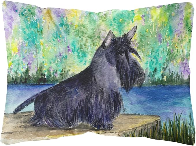 Caroline's Treasures SS8330PW1216 Scottish Terrier Canvas Fabric Decorative Pillow Machine Washable, Indoor Outdoor Decorative Pillow for Couch, Bed or Patio, 12HX16W