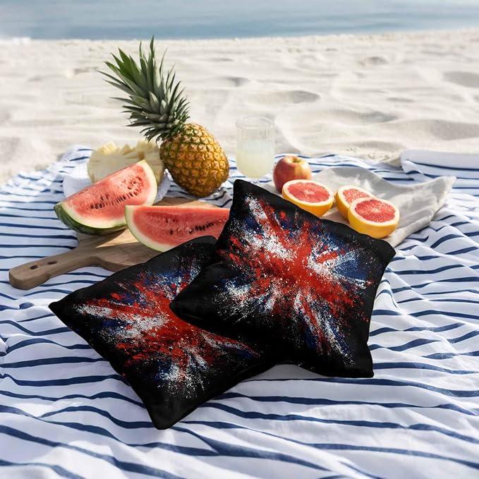 4th of July Outdoor Throw Pillows Covers 26x26 inch Set of 2 Waterproof British Flag Decorative Zippered Cushion Covers for Patio Furniture, Retro National Flag Independence Day Lumbar Pillowcases