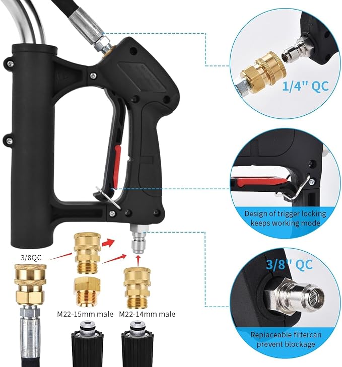 24 FT Telescoping Pressure Washer Wand Extension with Turbo Nozzle | Aluminum Power Washer Extension Wand with 5 Nozzle Tips, 2 Adapters, Harness, Gutter Cleaning Tools from The Ground