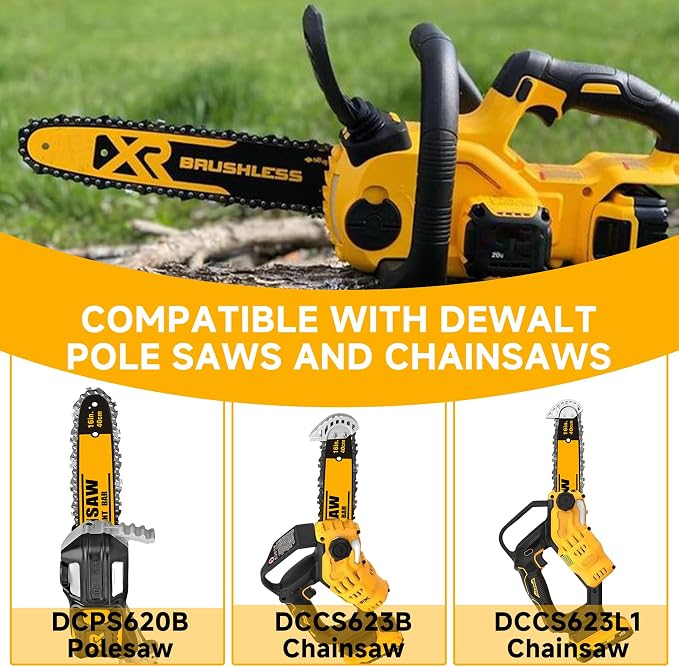 16-Inch Pole Saw Bar for DeWalt Chainsaw, Part No.DWZCSB16 Durable Guide Bar Compatible with DEWALT Cordless Chain Saw DCCS670, DCCS670B, DCCS670X1, DCCS670P1