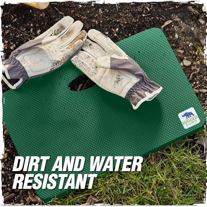 RUGGED RHINO Heavy Duty Kneeling Pad for Work, Shock Absorbent Thick Knee Pads, Holds Up to 300 lbs, Protect Knees from Hard Concrete Surfaces For Mechanics, Yard Gardening, Home Gym, Pine Green