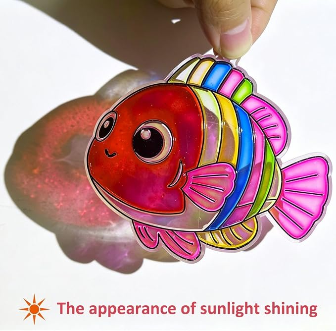 AUEKIV 32 Sets Summer Ocean Beach Suncatchers Window Art DIY Kits Sea Animals Sun Catcher Paint Your Own Crafts Window Hanging Ornaments for Home Activity Art Project Birthday Party Favors