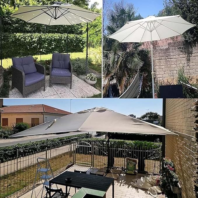 6 Ribs 8 Ribs Patio Umbrella Replacement Canopy 6.5ft 7.5ft 8.2ft 8.9ft 9.8ft 11.5ft UV Protection Waterproof Replacement Parasol Fabric Cover for Garden Outdoor Lawn(Blue Lake,7.5ft/8ribs)