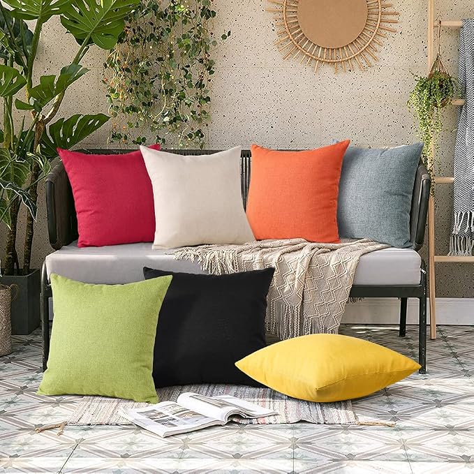 OTOSTAR Outdoor Waterproof Throw Pillow Covers 18x18 Inch Garden Decorative Pillow Covers Square Outdoor Pillowcase Cushion Case Patio Cushion Cases for Couch Tent Sofa Bench Decor Pack of 2 (White)