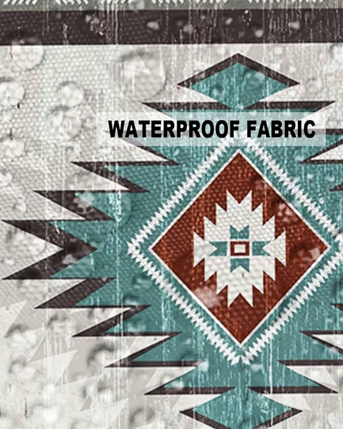 Outdoor Waterproof Throw Pillow Covers Set of 2 Teal Red Boho Aztec Pillowcases 20x20 Inches Southwest Tribal Geometric Patio Decorative Pillows Cushion Case Patio Pillows for Couch Bed Chair Garden