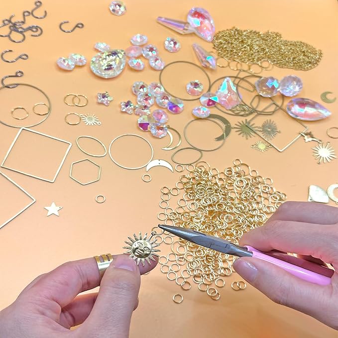 DIY Suncatcher Kit 400pcs Sun Catchers Supplies Arts and Crafts for Adults | Window Hanging Sun Catcher with Chain Rainbow Maker Crystal Prisms Decor for Home Garden Party Wedding Ornament