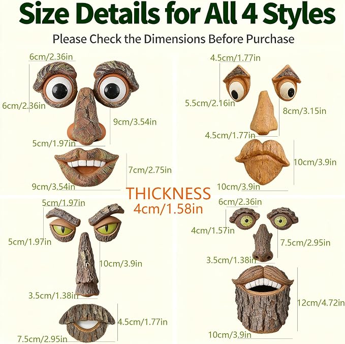Tree Faces Decor Outdoor, Large Whimsical Old Man Tree Hugger Statues, Resin Tree Art for Garden Yard Patio, Funny Tree Peeker Sculptures for Halloween Easter (D)