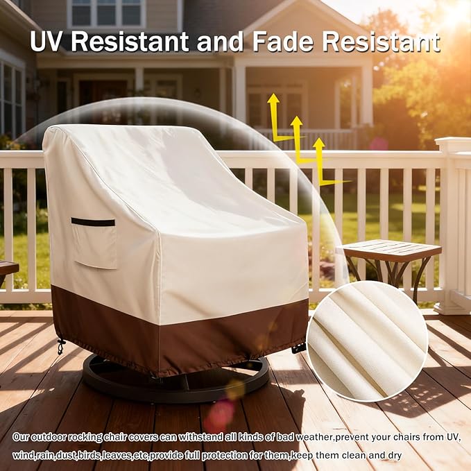 Waterproof 2 Pack Outdoor Swivel Chair Cover for Patio Chair Size Up to 30" W x 34" D x 36" H inch,Outdoor Lawn Patio Furniture Covers (Beige)