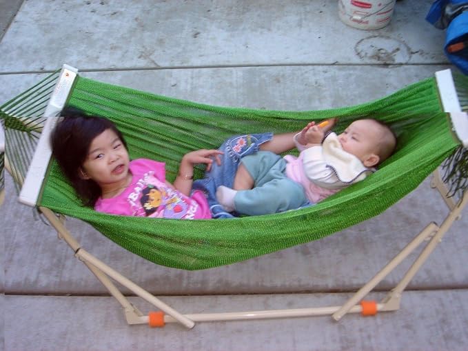 Indoor/Outdoor Small Hammock Swing Bed with Adjustable Medium Duty Metal Frame 45", and a Free Hand Carry Bag