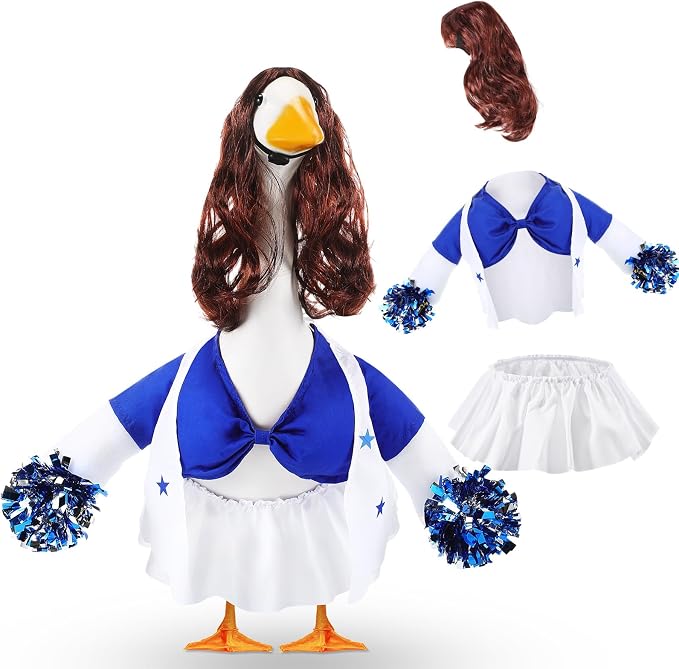 2 Pcs Cheerleader Porch Goose Outfit Clothes Cheerleading for 23" Goose Costume Garden Yard Outdoor Decorations