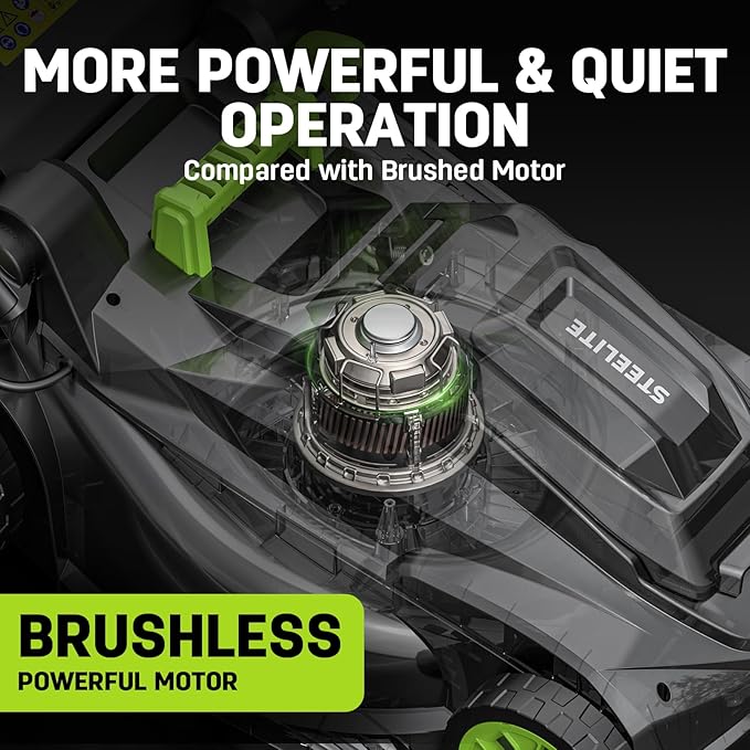 STEELITE 40V 17" Cordless Electric Lawn Mower with Brushless Motor, 6-Position Height Adjustment, 2-in-1 Bagging Mulching, 2PCS 4.0Ah Batteries & Charger Included