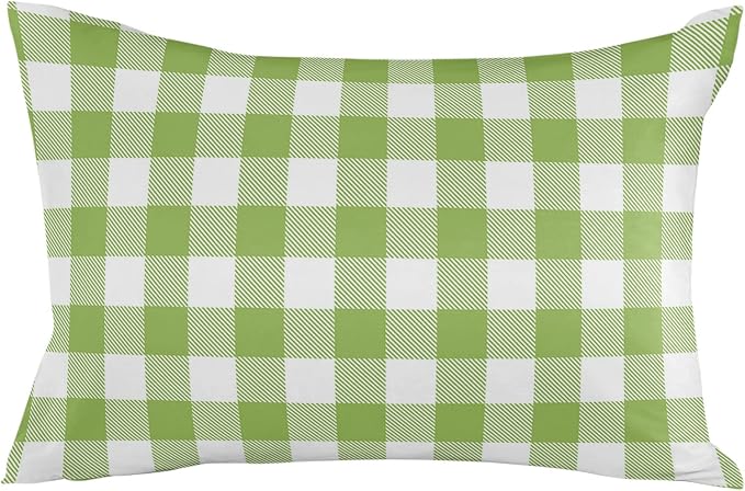 Outdoor Waterproof Throw Pillow Covers Set of 2 Sage Green Buffalo Check Plaid Lumbar Pillowcases 20x12 Inches Farmhouse Style Patio Decorative Pillows Cushion Case Patio Pillows for Couch Bed Garden
