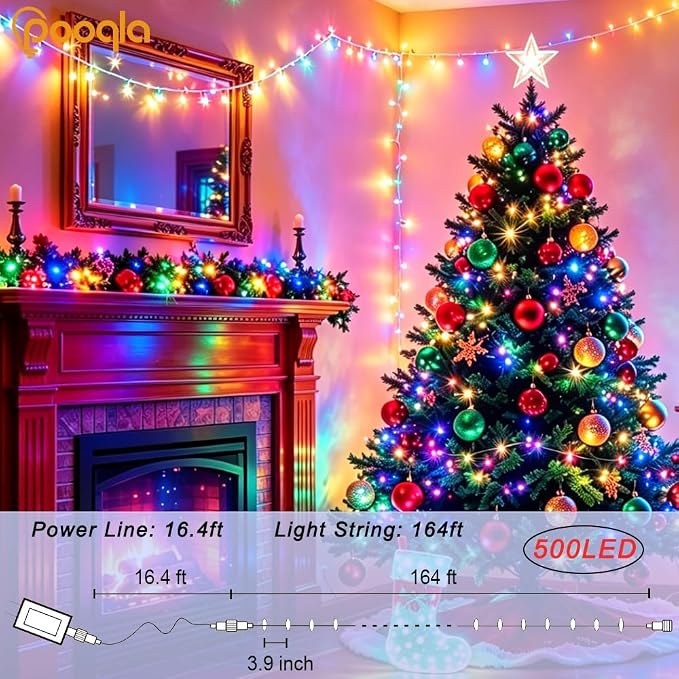 500 LED Color Changing Christmas String Lights with Remote, 164 ft | Green Wire 35 Colors Halloween Lights Plug in with Timer, Connectable RGB String Lights Indoor Bedroom Party Christmas Decor