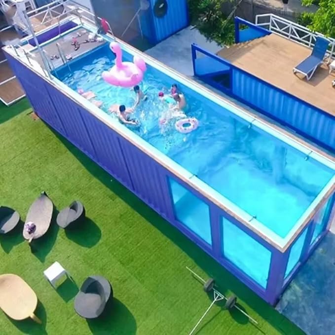 Prefabricated Swimming Pool 20FT 40FT Modular Container Pool, Easy Install with Fast Connection System for Backyard Resort or Temporary Event Use