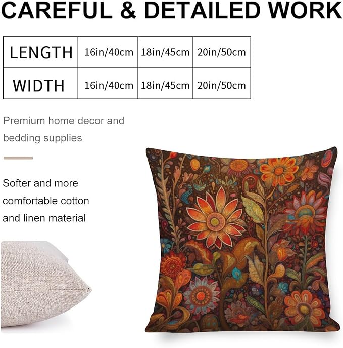 Pillowcover Oil Painting Colorful Garden Flowers Cushion Pillow Cover 18"x18" Fabulous Flowers Spring Pillowcase Farm Decorations Pillow Case for Farmhouse Decor Room Bedroom Sofa Chair Car
