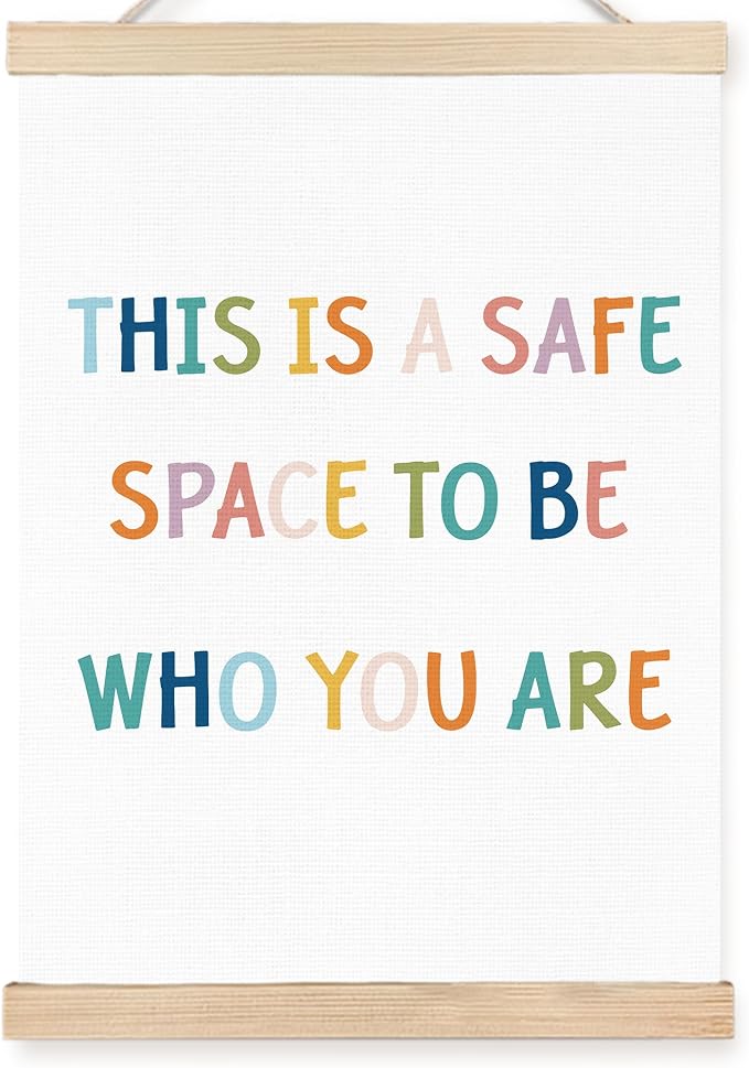 FDHSPAAM Safe Space Sign Wall Art Decor, Calming Corner Poster for Classroom, Boho Mental Health Safe Space Wall Art Posters for Classroom School Counselor Office Calm Down Corner, 12x16 Inch