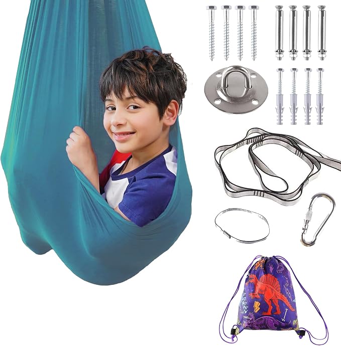 Indoor Therapy Sensory Swing for Kids, Tiff Joy Cuddle Ceiling Special Needs Snuggle Swings, Outdoor Room Adjustable Fabric Hammock for Children Child Teens Autism, ADHD, Sensory Integration