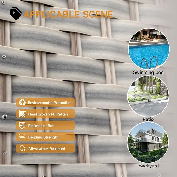 12-Piece Outdoor Patio Furniture Set, Modular Sectional Sofa Set with Glass Coffee Table and Cushions, Wicker Outdoor Couch Conversation Sets, Blue