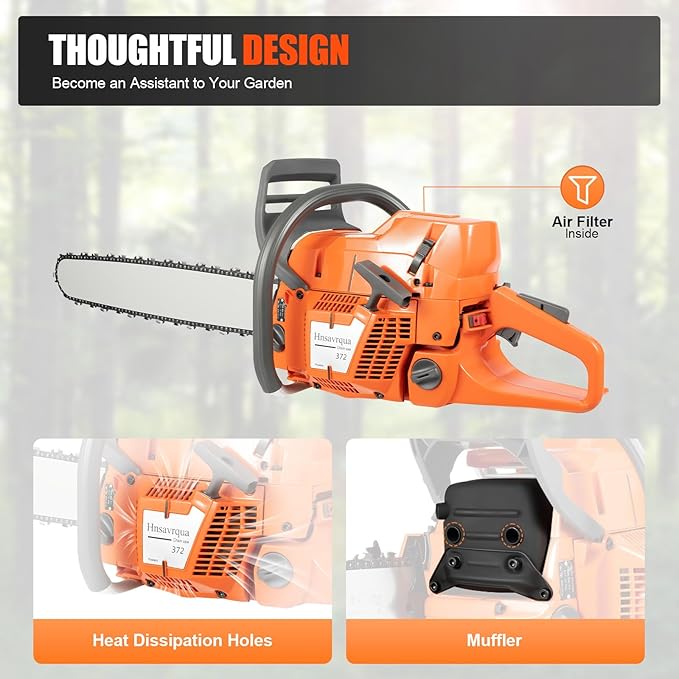 2-Stroke Gas Chainsaw, 71.8CC Engine Gas Chainsaw with 24-Inch Guide Bar, High-Power 3.9KW Gasoline-Powered Chainsaw for Fast Cutting