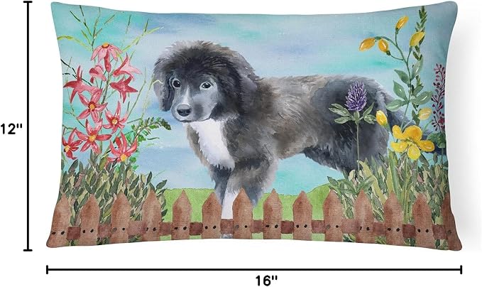 Caroline's Treasures CK1261PW1216 Newfoundland Puppy Spring Canvas Fabric Decorative Pillow Machine Washable, Indoor Outdoor Decorative Pillow for Couch, Bed or Patio, 12HX16W