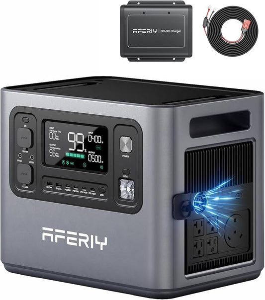 AFERIY P280 Portable Power Station 2800W (Peak 5600W) with DC600 580W Alternator Charger,2048Wh LiFePO4 Battery,Dual Solar Input,6x Fast Charging On the Go,Camping,and RVs(Shipped Separately)