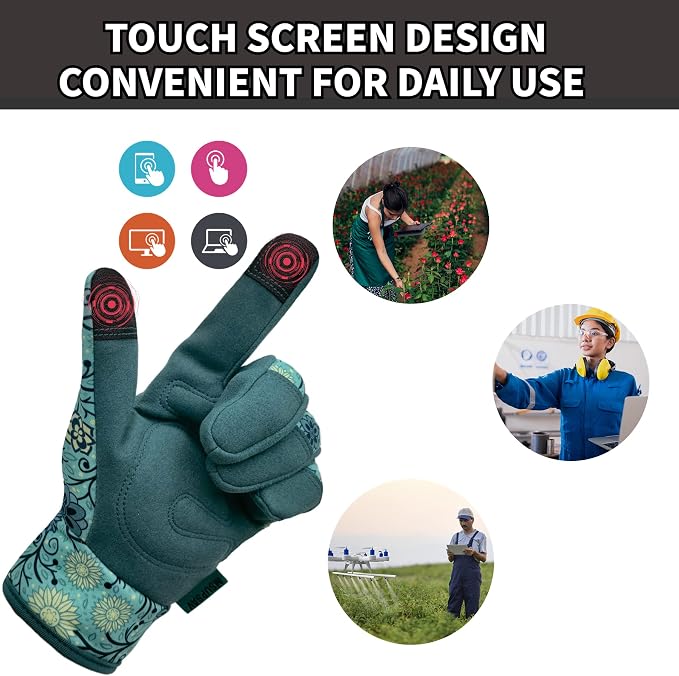 Cute Pattern Gardening Gloves,Thornproof Garden Glove,Gardener Gift | Gardening Gifts for Women,Touchscreen,Tender Thornproof,Cute Pattern,Protection Palm,Machine Washable,Adjustable Cuff