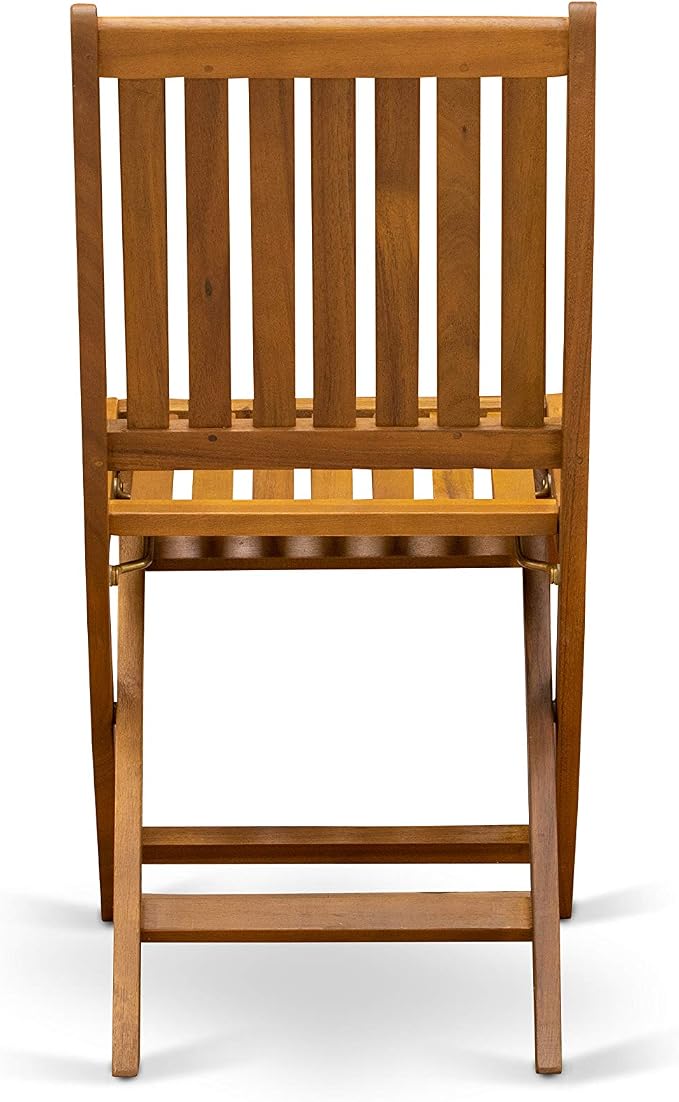 East West Furniture BSDK5CWNA 5 Piece Patio Dining Set Includes an Oval Outdoor Acacia Wood Table and 4 Folding Side Chairs, 36x79 Inch, Natural Oil