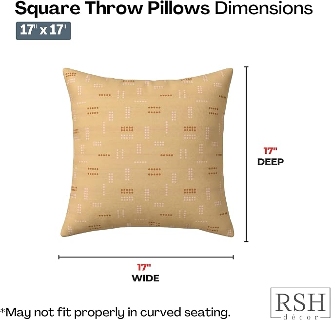 RSH DECOR: Sunbrella Square Throw Pillows Set of 2 | 17" x 17" | Water and Fade-Resistant Performance Fabric | Outdoor Pillow Covers with Down-Alternative Inserts | Made in USA (Jot Dot Sunshine)