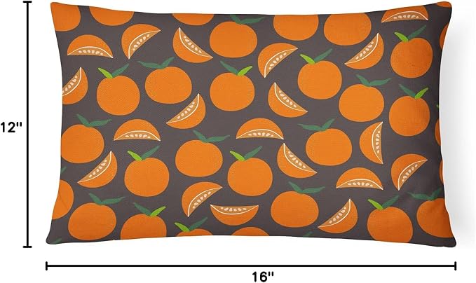 Caroline's Treasures BB5142PW1216 Oranges on Gray Canvas Fabric Decorative Pillow Machine Washable, Indoor Outdoor Decorative Pillow for Couch, Bed or Patio, 12HX16W