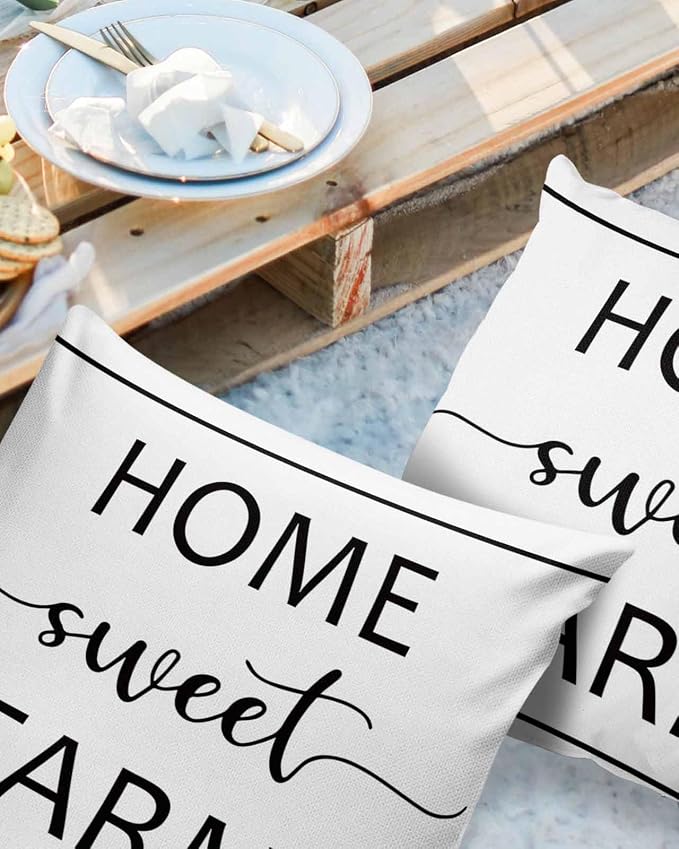 Outdoor Waterproof Pillow Covers for Patio Furniture Home Sweet Farm Decorative Throw Pillow Cover Farmhouse Funny Quote Pillowcases Set of 2 Cushion Case for Sofa Couch Chair Home Decor 26x26 inch