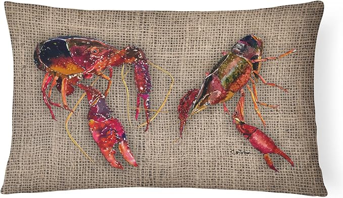 Caroline's Treasures 8739PW1216 Crawfish Canvas Fabric Decorative Pillow Machine Washable, Indoor Outdoor Decorative Pillow for Couch, Bed or Patio, 12HX16W