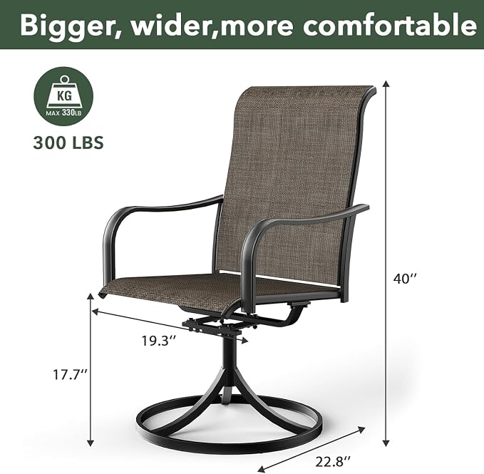 Outdoor Dining Set,27.5"x 27.5"x 28" Round Patio Table with 2pcs Swivel Chairs,Outdoor Furniture Set for Garden Backyard Lawn Poolside
