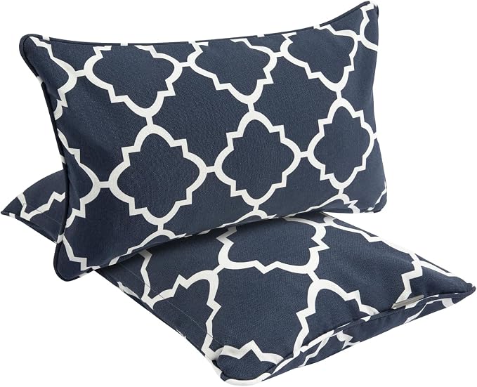 FUNHOME Waterproof Outdoor Lumbar Pillow Covers Set of 2,Home Decor for Garden Patio Furniture,Couch,Sofa 12"x20" Inch Decorative Pillows Cover Only,NO Insert(Blue Geometry)